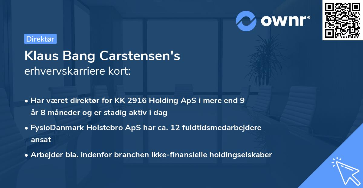 Klaus Bang Carstensen's erhvervskarriere kort