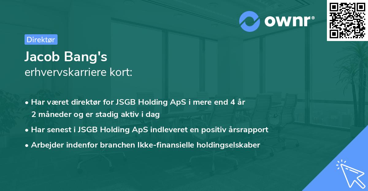Jacob Bang's erhvervskarriere kort