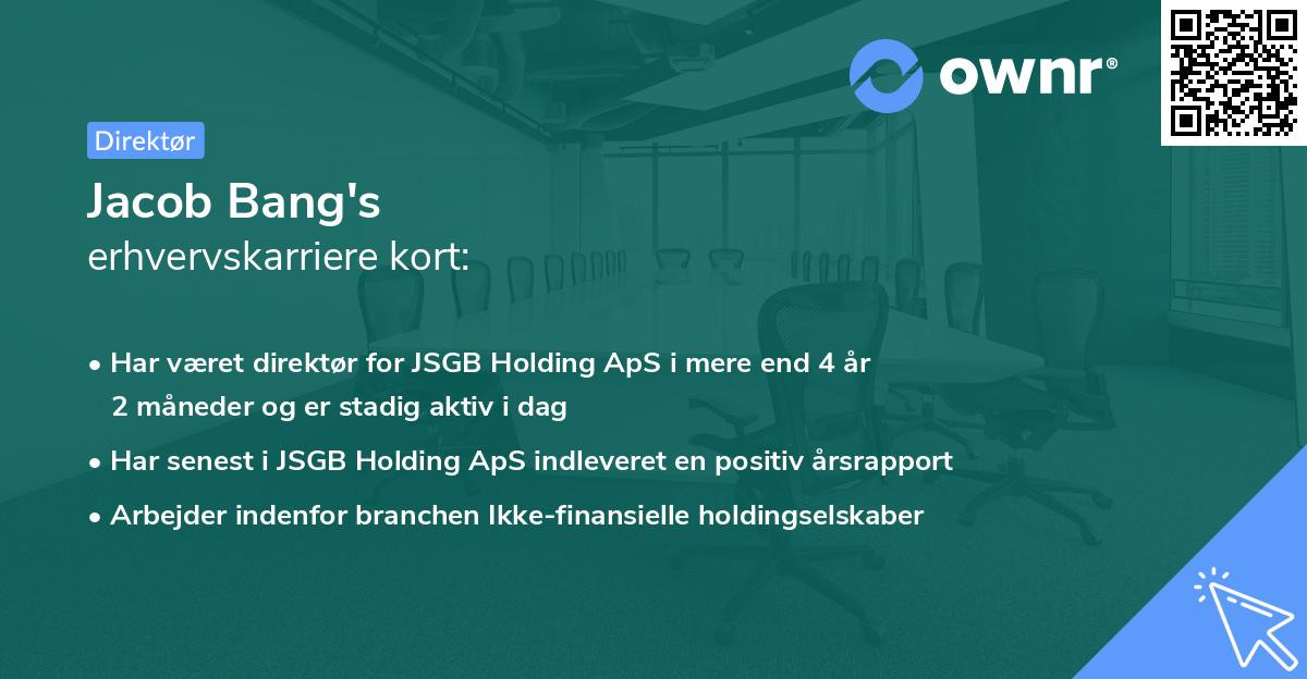 Jacob Bang's erhvervskarriere kort
