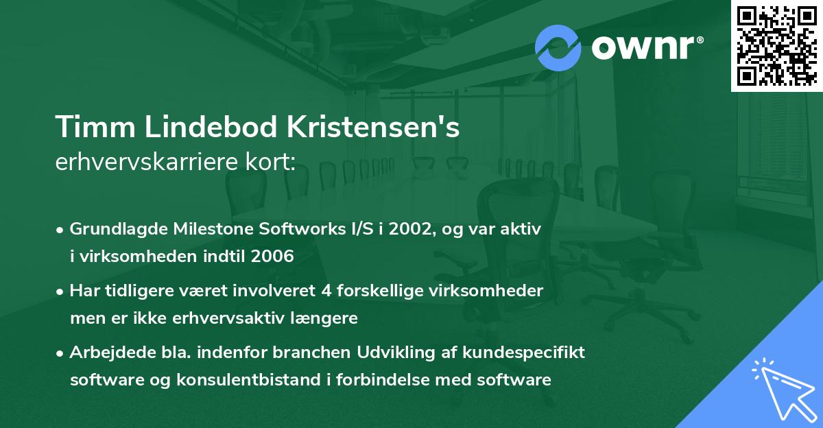 Timm Lindebod Kristensen's erhvervskarriere kort