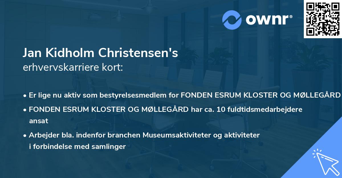 Jan Kidholm Christensen's erhvervskarriere kort