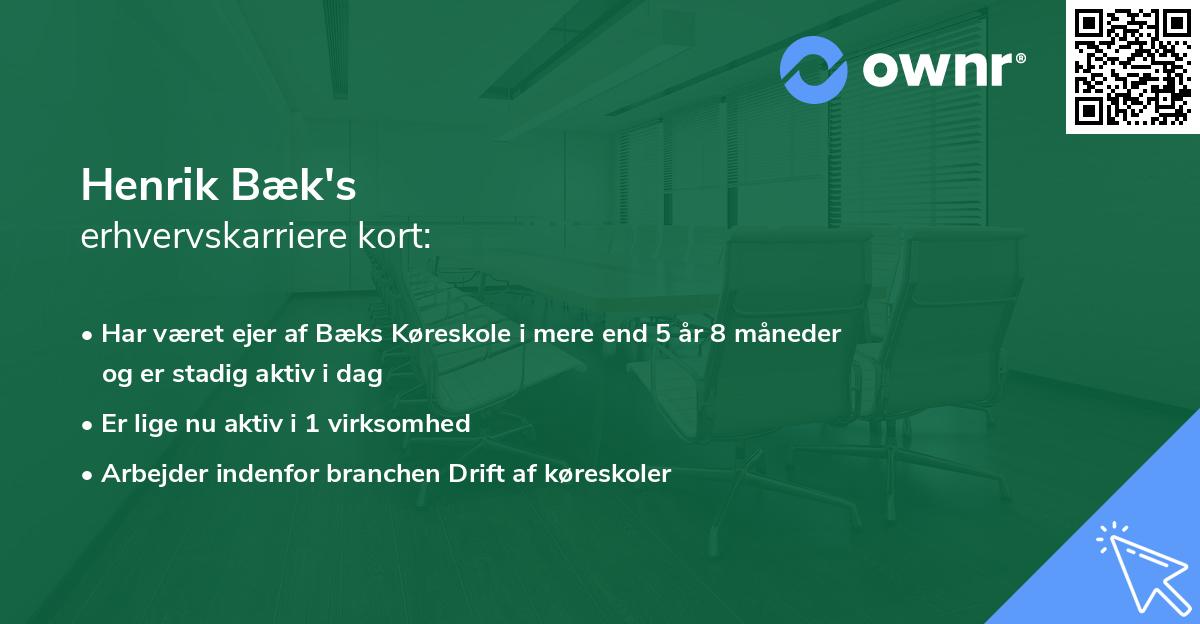 Henrik Bæk's erhvervskarriere kort