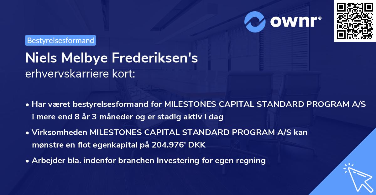 Niels Melbye Frederiksen's erhvervskarriere kort