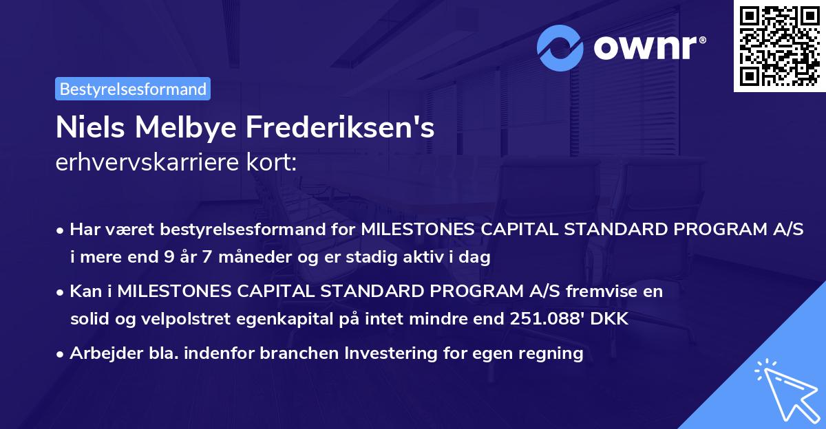 Niels Melbye Frederiksen's erhvervskarriere kort