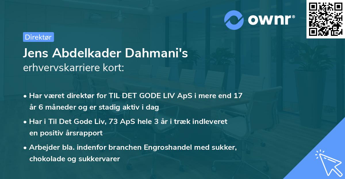 Jens Abdelkader Dahmani's erhvervskarriere kort
