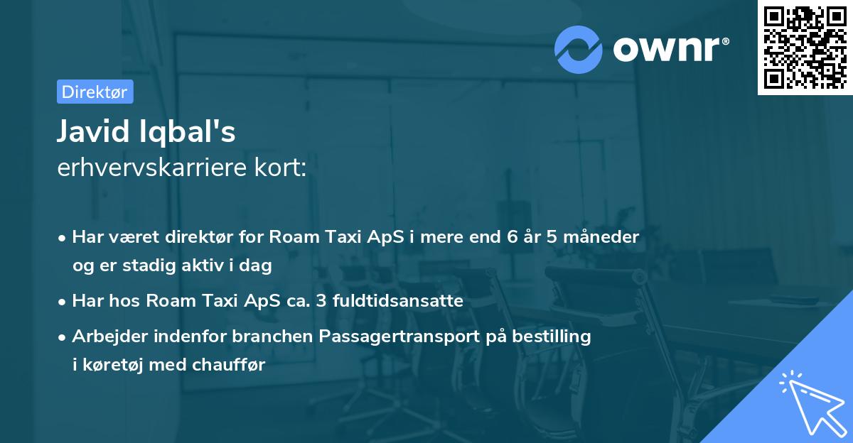 Javid Iqbal's erhvervskarriere kort