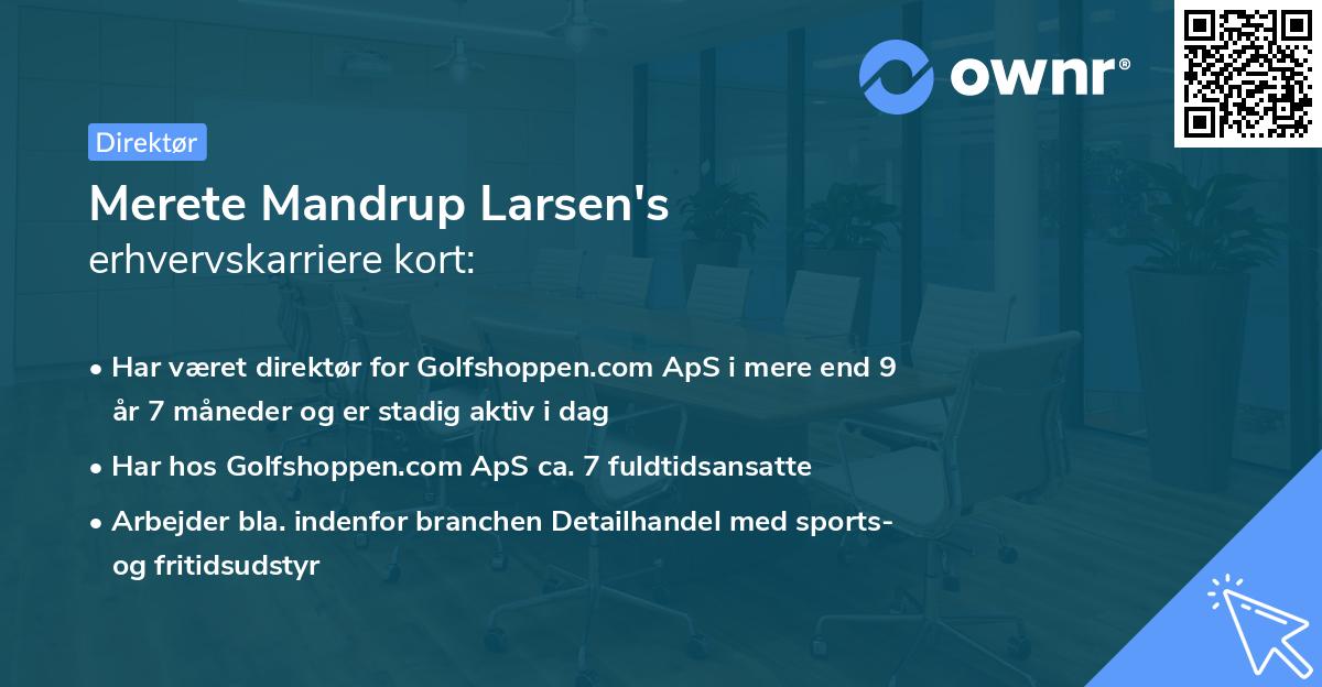 Merete Mandrup Larsen's erhvervskarriere kort