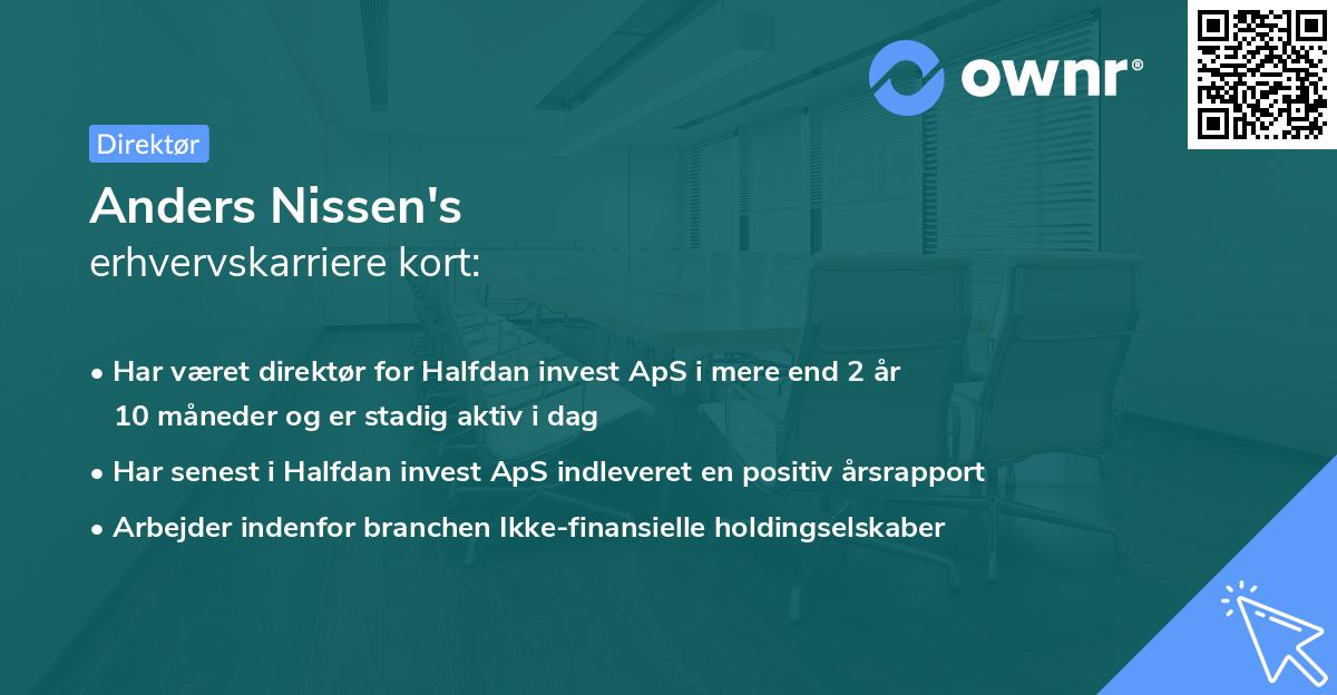 Anders Nissen's erhvervskarriere kort