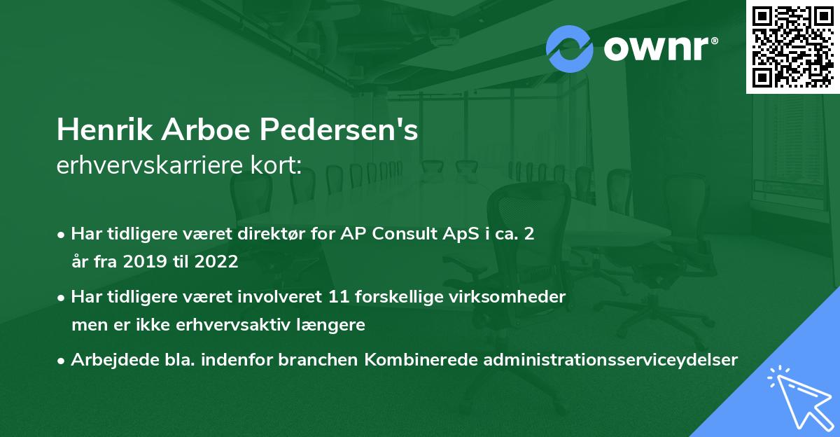 Henrik Arboe Pedersen's erhvervskarriere kort