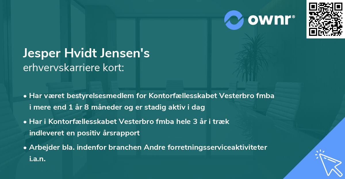Jesper Hvidt Jensen's erhvervskarriere kort