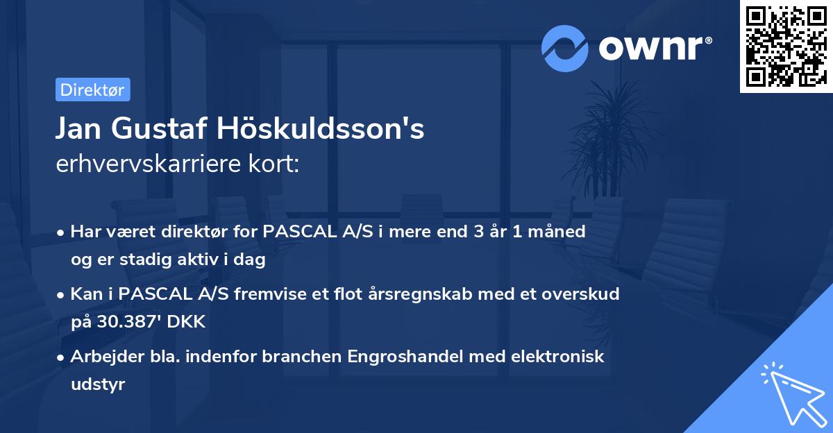 Jan Gustaf Höskuldsson's erhvervskarriere kort