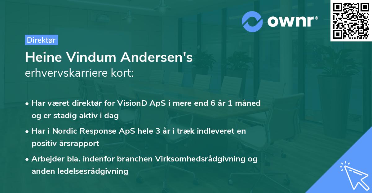 Heine Vindum Andersen's erhvervskarriere kort