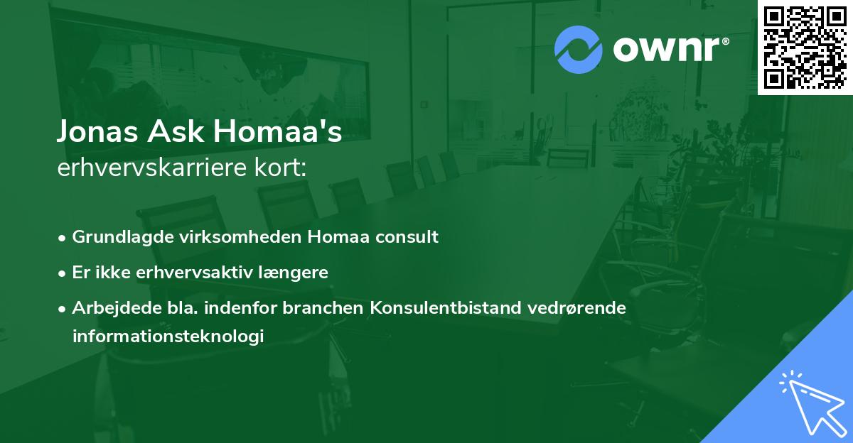 Jonas Ask Homaa's erhvervskarriere kort