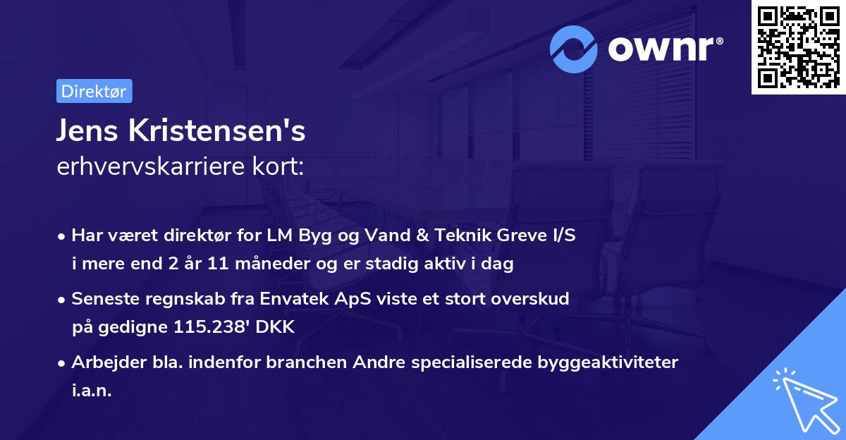 Jens Kristensen's erhvervskarriere kort