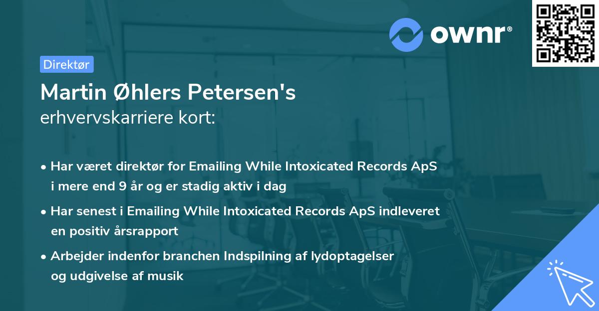 Martin Øhlers Petersen's erhvervskarriere kort
