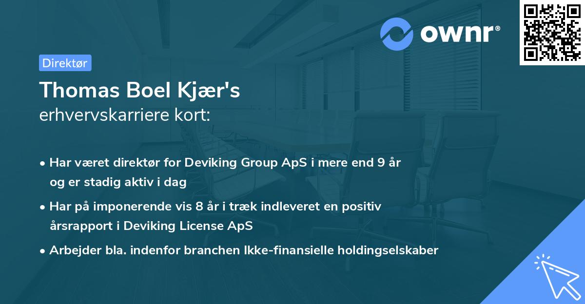 Thomas Boel Kjær's erhvervskarriere kort
