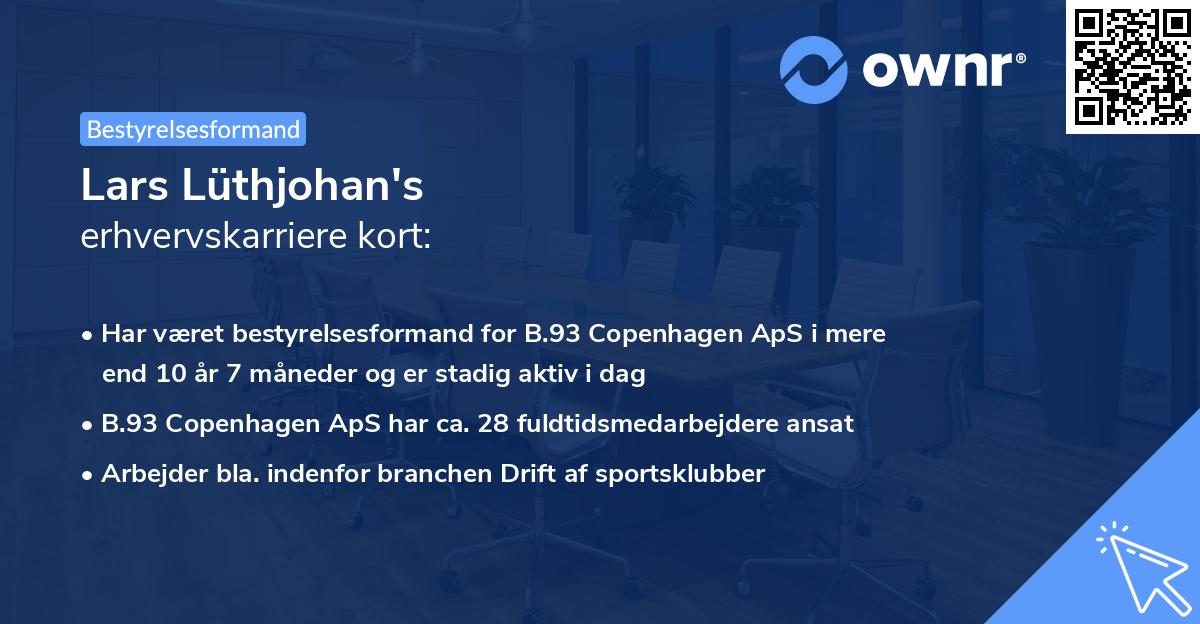 Lars Lüthjohan's erhvervskarriere kort