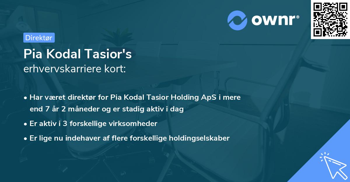 Pia Kodal Tasior's erhvervskarriere kort