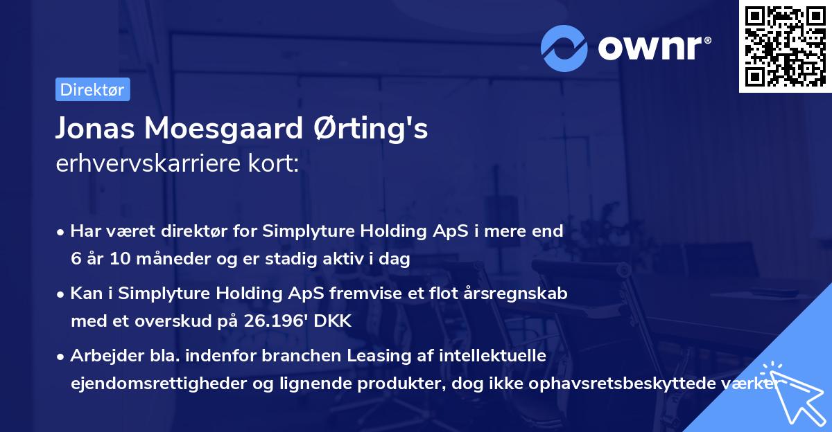 Jonas Moesgaard Ørting's erhvervskarriere kort