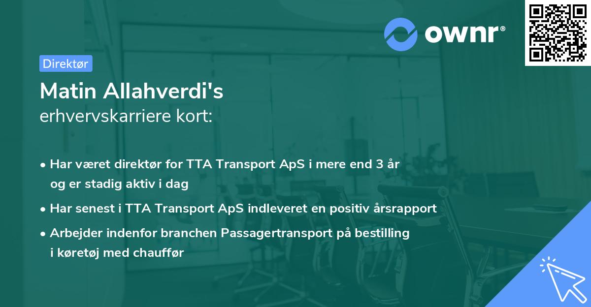Matin Allahverdi's erhvervskarriere kort