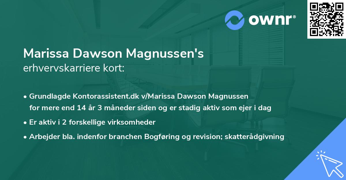 Marissa Dawson Magnussen's erhvervskarriere kort