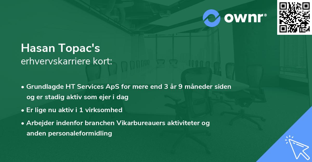 Hasan Topac's erhvervskarriere kort