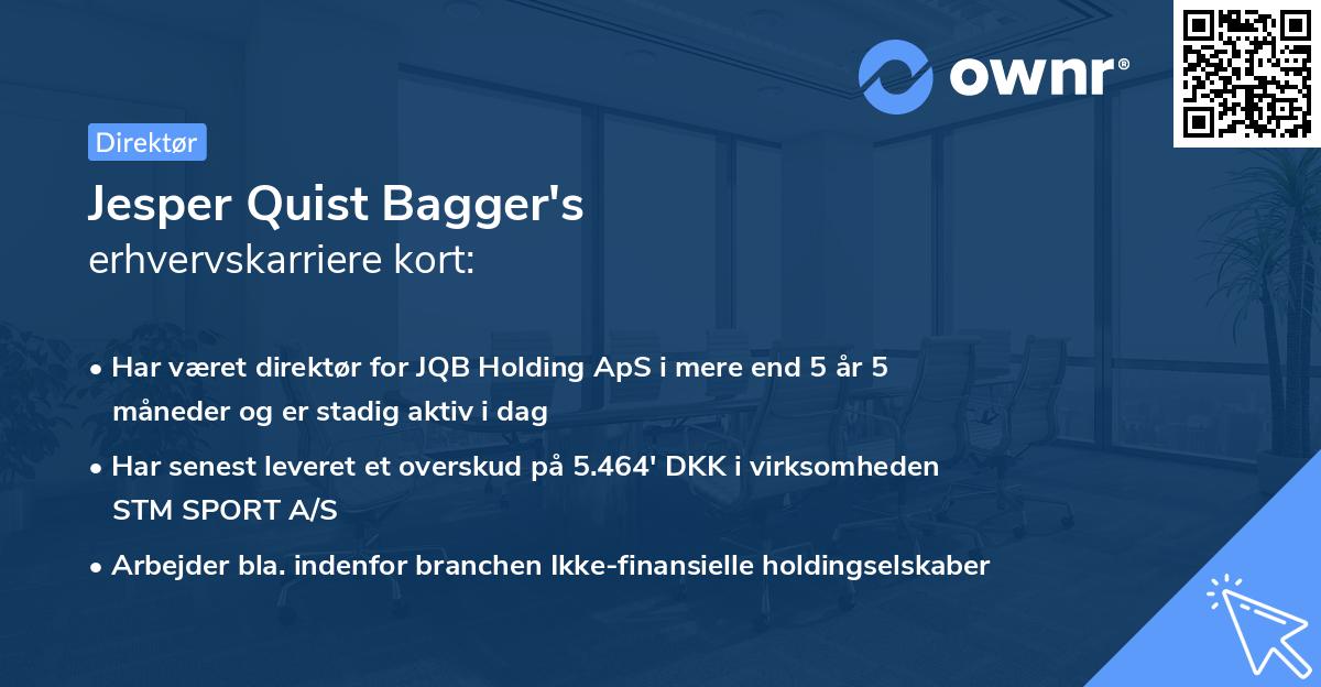 Jesper Quist Bagger's erhvervskarriere kort