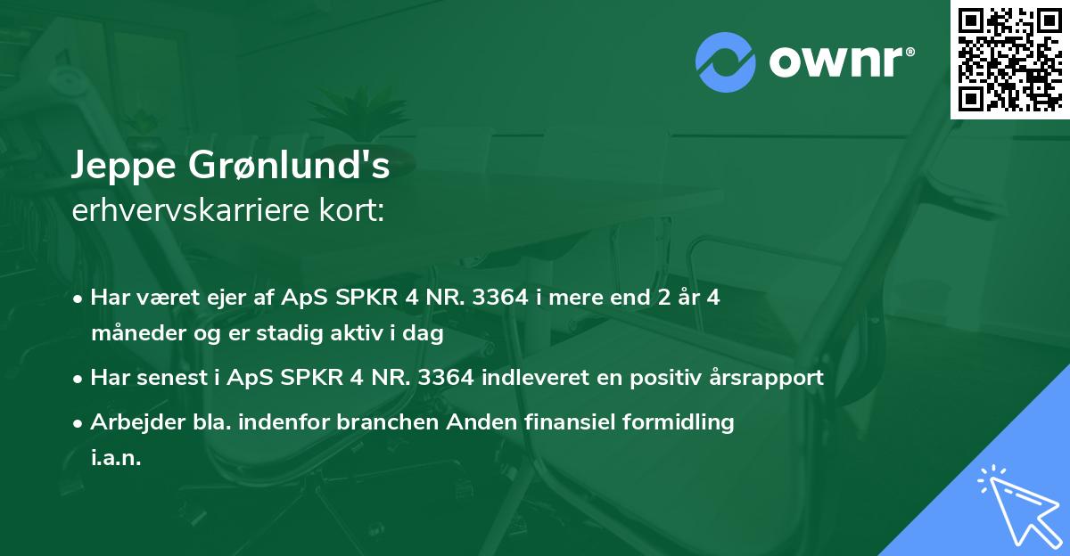 Jeppe Grønlund's erhvervskarriere kort