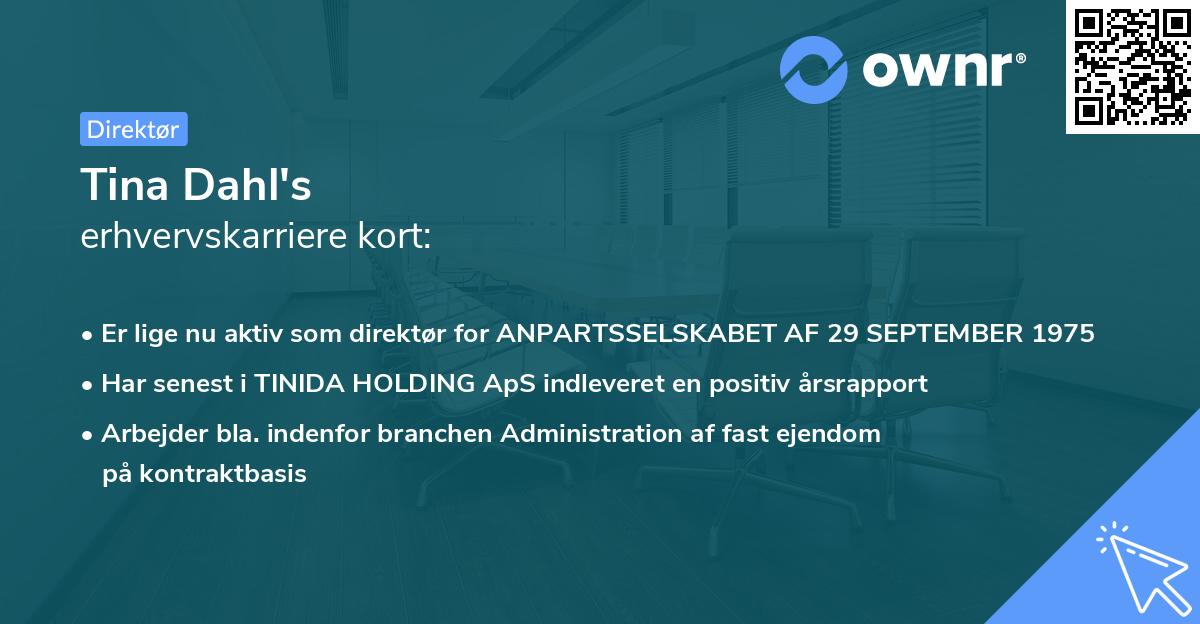 Tina Dahl's erhvervskarriere kort