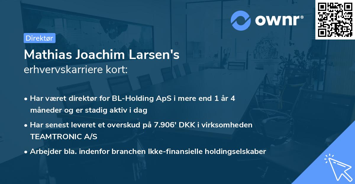 Mathias Joachim Larsen's erhvervskarriere kort