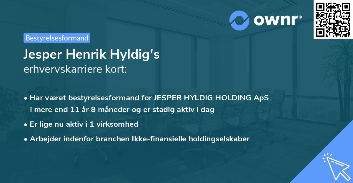 Jesper Henrik Hyldig's erhvervskarriere kort