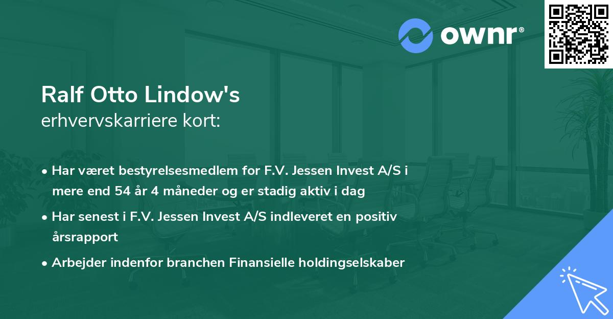 Ralf Otto Lindow's erhvervskarriere kort