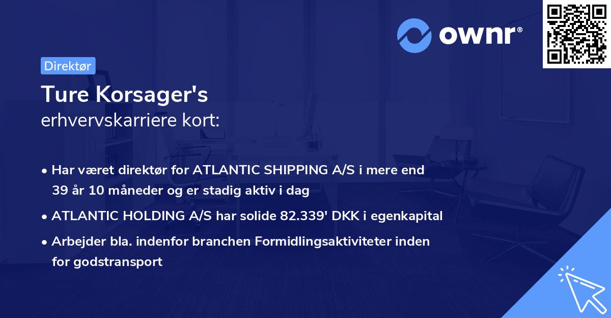 Ture Korsager's erhvervskarriere kort