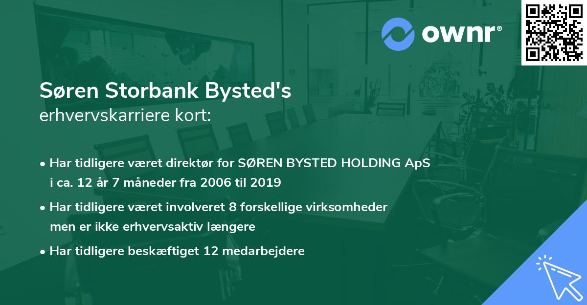 Søren Storbank Bysted's erhvervskarriere kort
