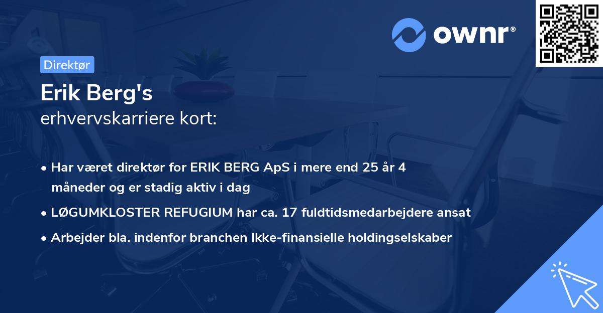 Erik Berg's erhvervskarriere kort