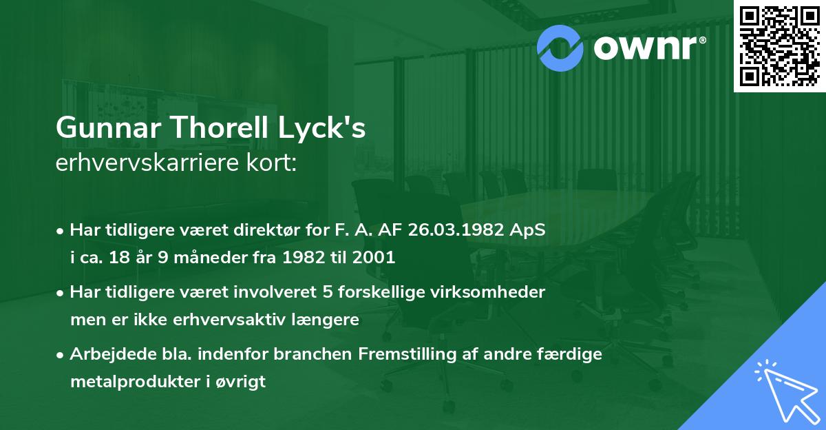 Gunnar Thorell Lyck's erhvervskarriere kort