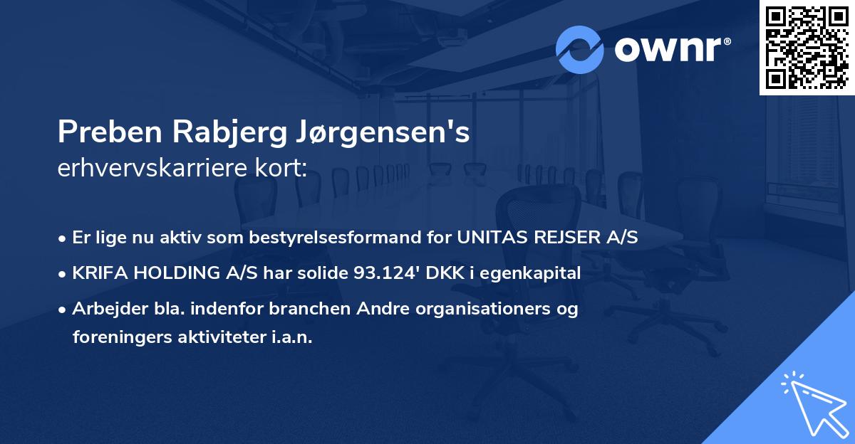 Preben Rabjerg Jørgensen's erhvervskarriere kort