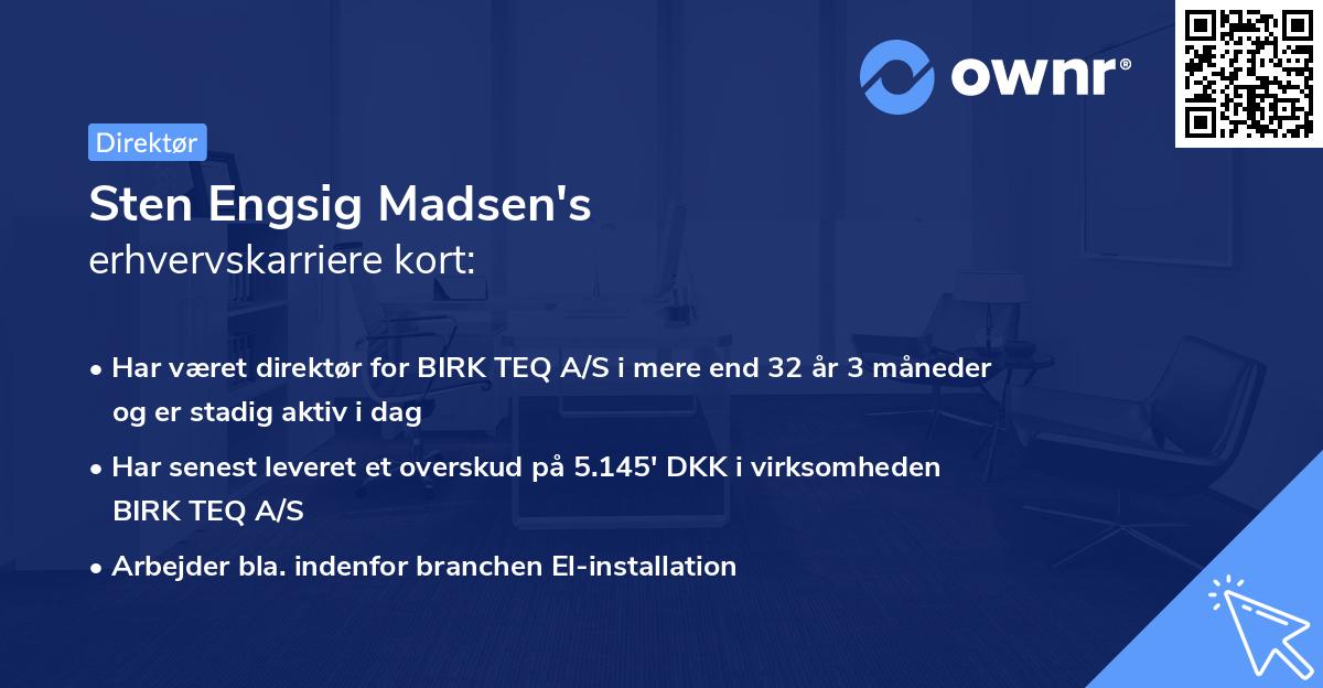 Sten Engsig Madsen's erhvervskarriere kort