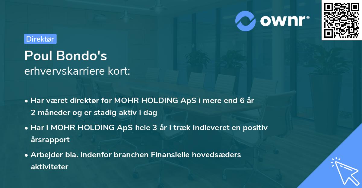 Poul Bondo's erhvervskarriere kort