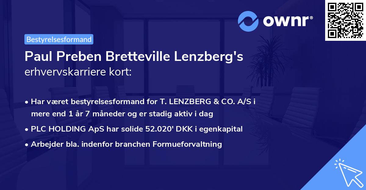 Paul Preben Bretteville Lenzberg's erhvervskarriere kort