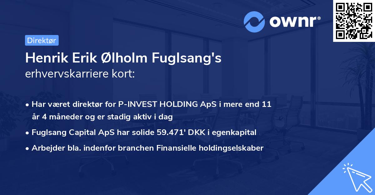 Henrik Erik Ølholm Fuglsang's erhvervskarriere kort