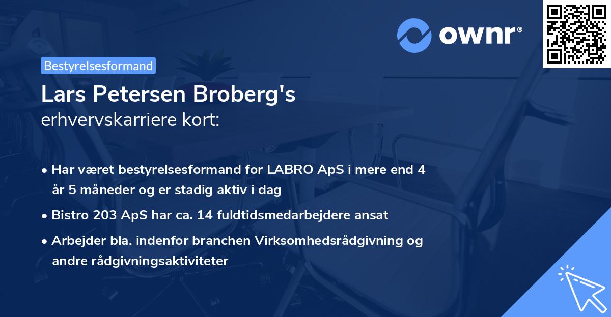 Lars Petersen Broberg's erhvervskarriere kort