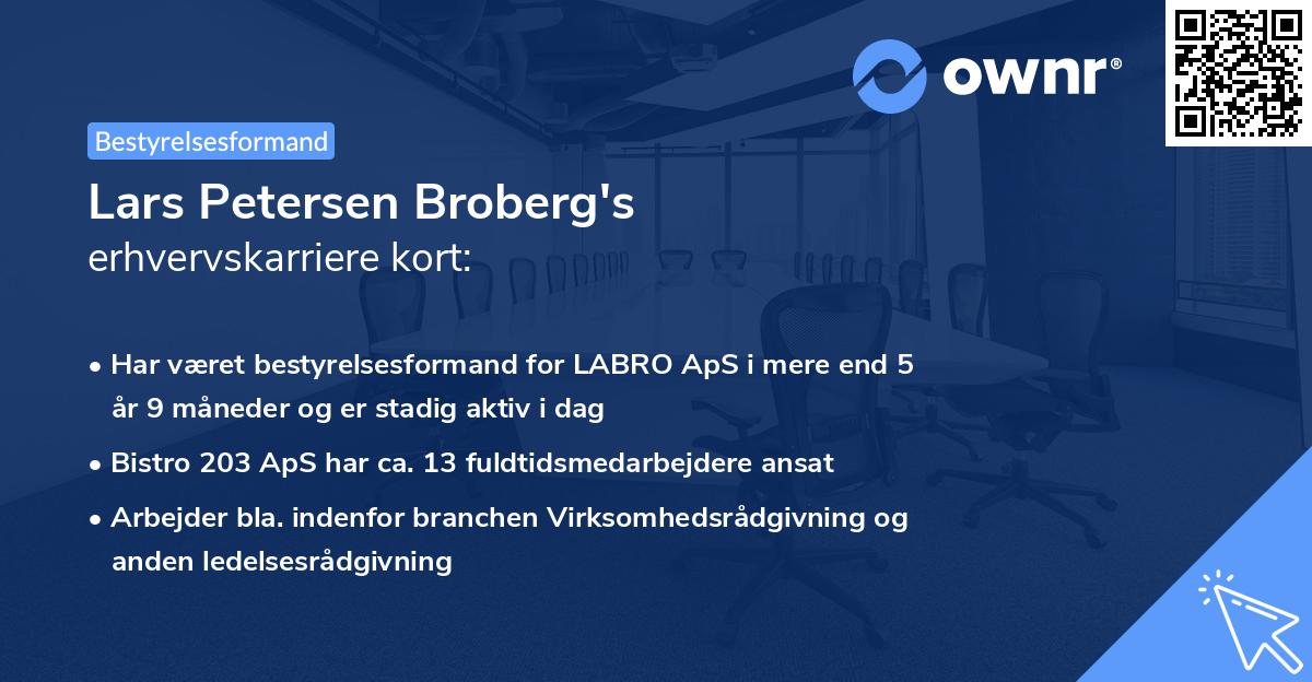 Lars Petersen Broberg's erhvervskarriere kort