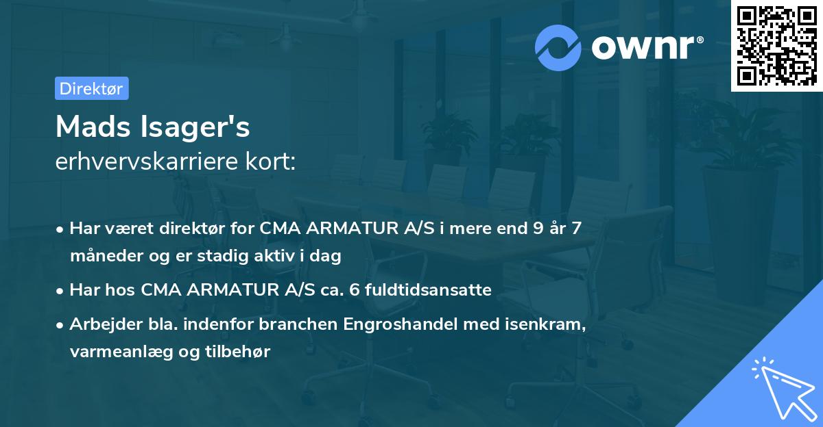 Mads Isager's erhvervskarriere kort