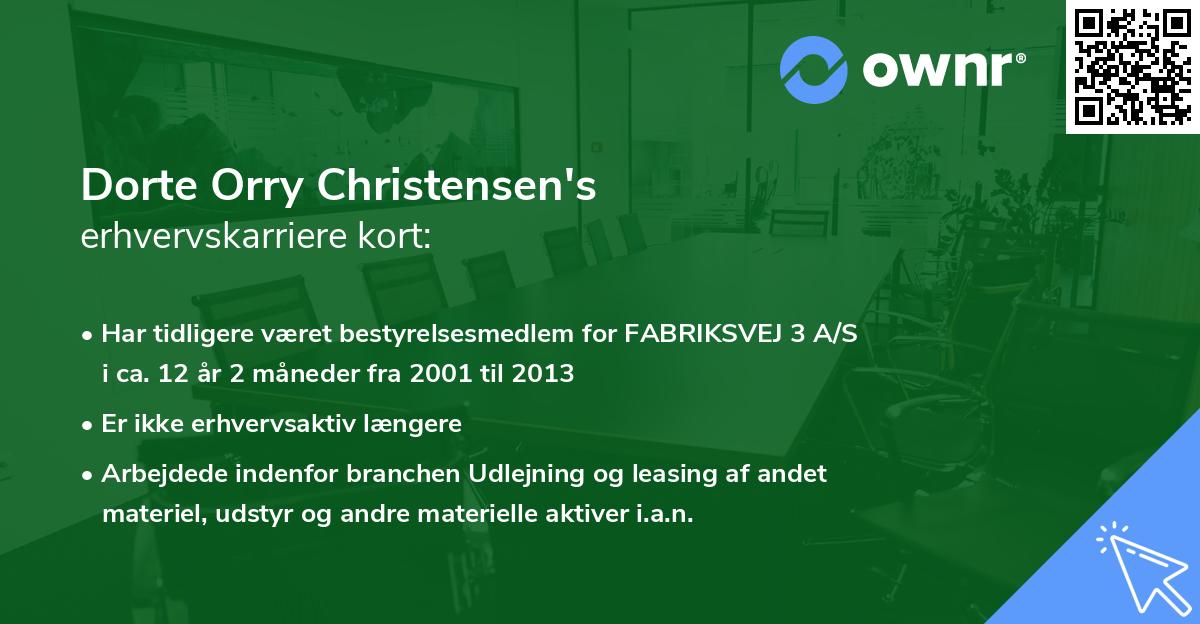 Dorte Orry Christensen's erhvervskarriere kort