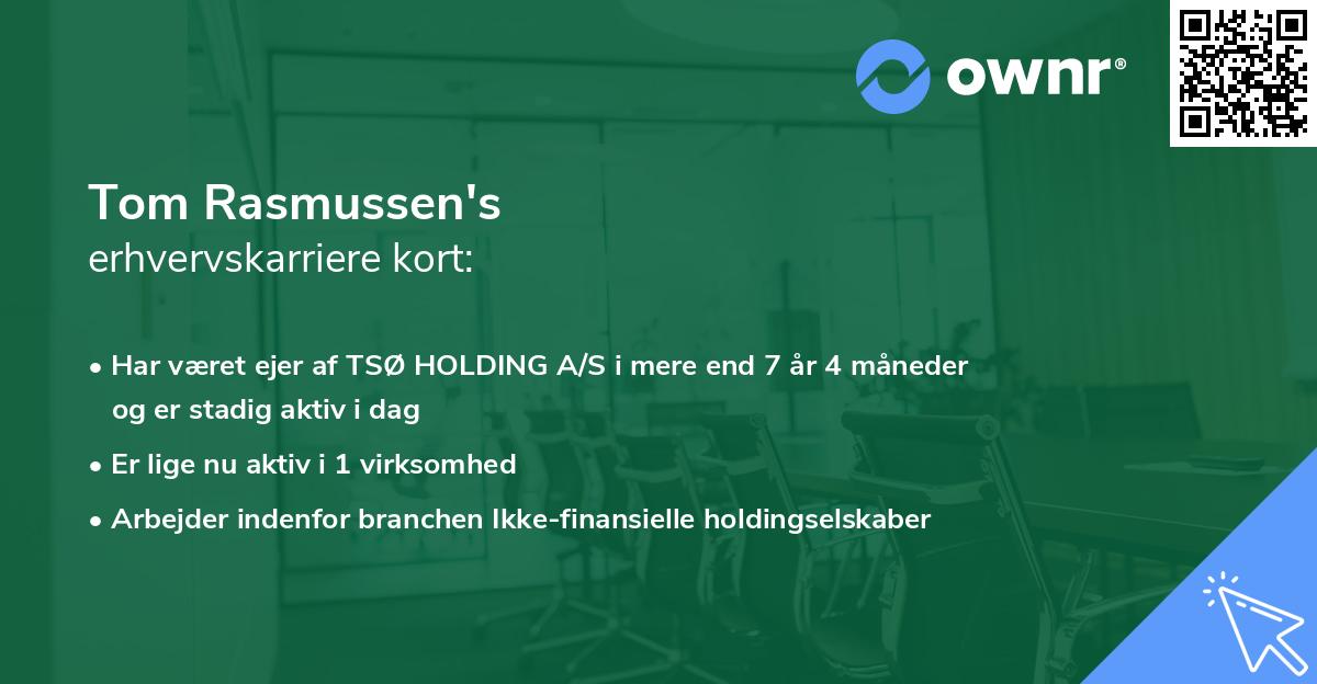 Tom Rasmussen's erhvervskarriere kort