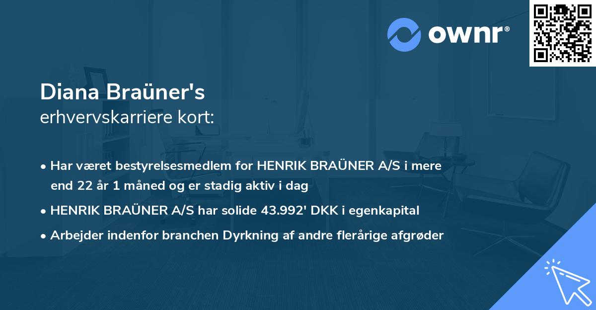 Diana Braüner's erhvervskarriere kort