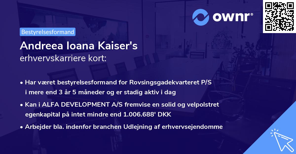 Andreea Ioana Kaiser's erhvervskarriere kort