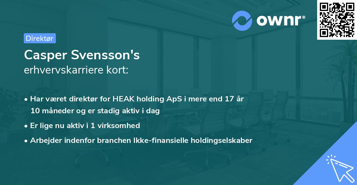 Casper Svensson's erhvervskarriere kort