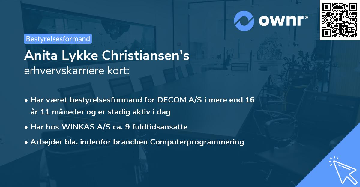 Anita Lykke Christiansen's erhvervskarriere kort